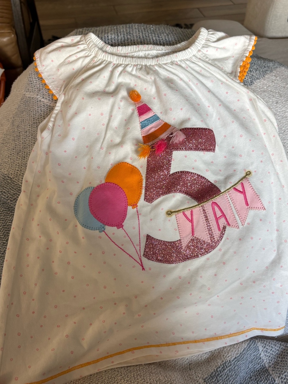 Mud Pie NWT Cream Top with Pink Dot Accent